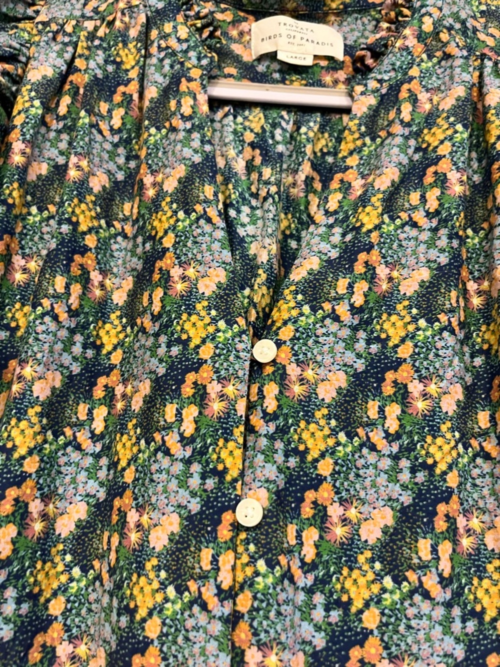 Trovata birds of paradis floral flower mini dress large short sleeve - Picture 3 of 3